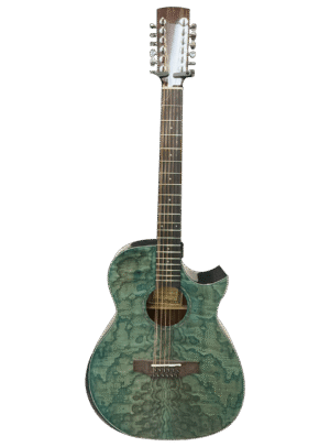 DON CORTEZ 12 ACCOUSTIC GUITAR CURLY ASH ST400CEQ-BL